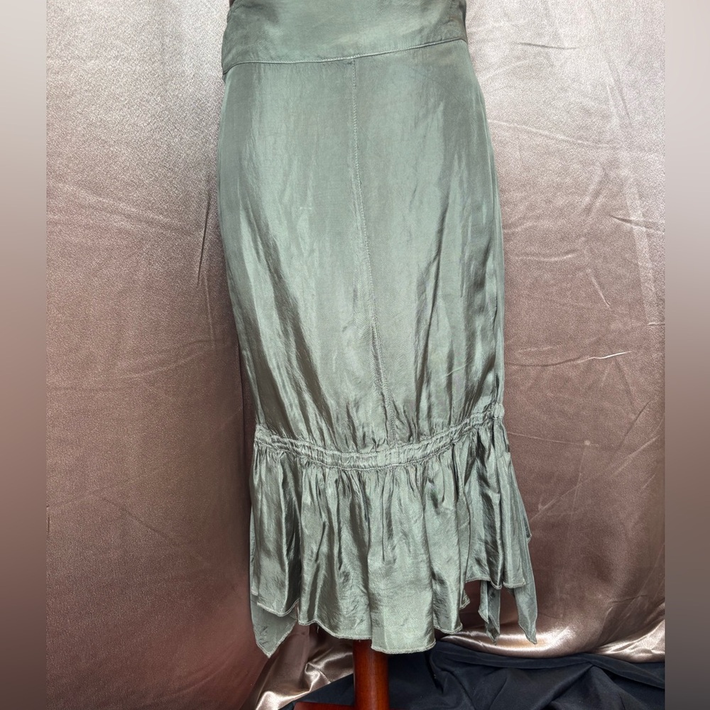 Metallic Green Midi Skirt
